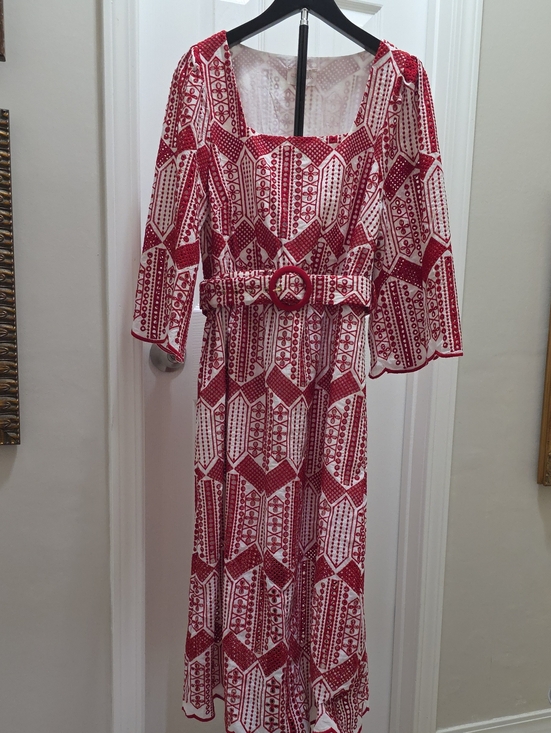 Ciebon Dresses & Skirts - NWT CIEBON Ninita Bella Red White Eyelet Embriodered Scalloped Hem Dress Size M